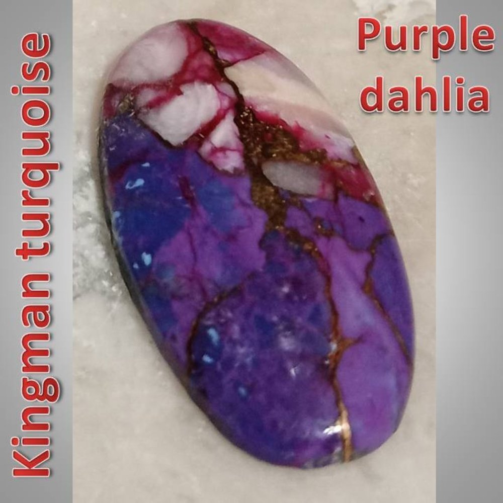 #1 KINGMAN TURQUOISE purple dahlia cabochon  stone rock 5.5 carats bronze oyster